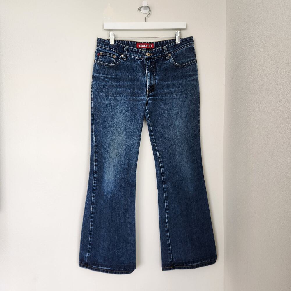 Vintage Y2K Zana Di Dark Wash Denim Bootcut Flare Western Jeans Mid Rise 8